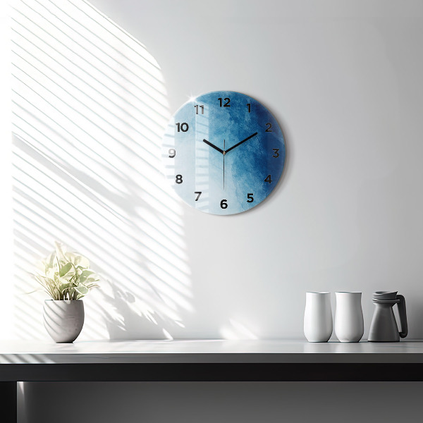 Round glass clock Blue gradient