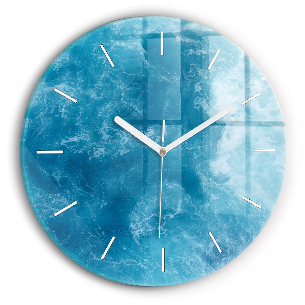 Round glass clock Sea water