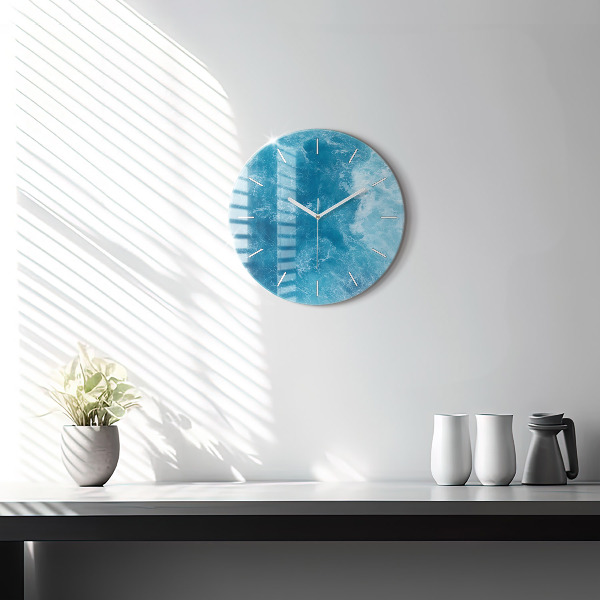 Round glass clock Sea water