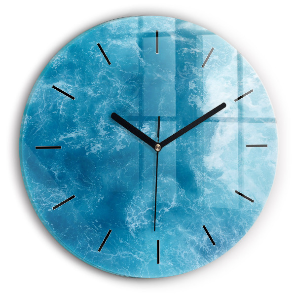 Round glass clock Sea water