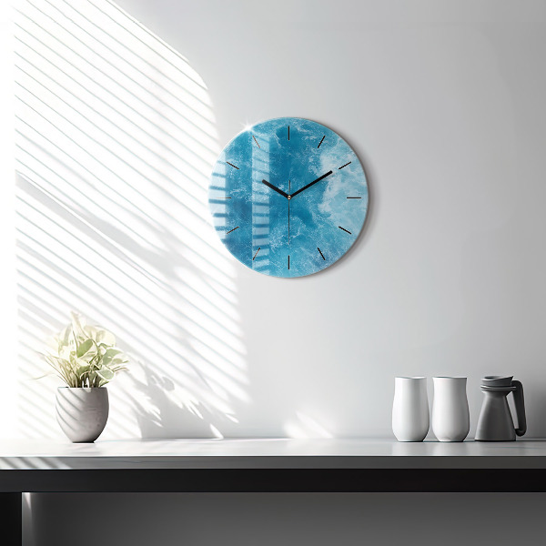 Round glass clock Sea water