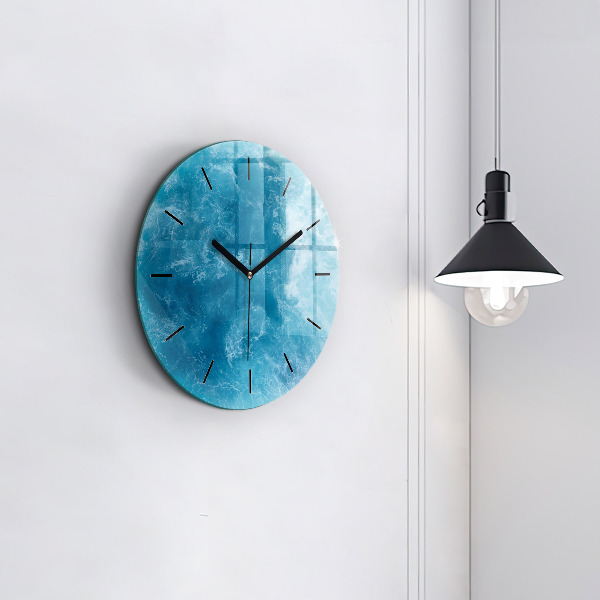Round glass clock Sea water