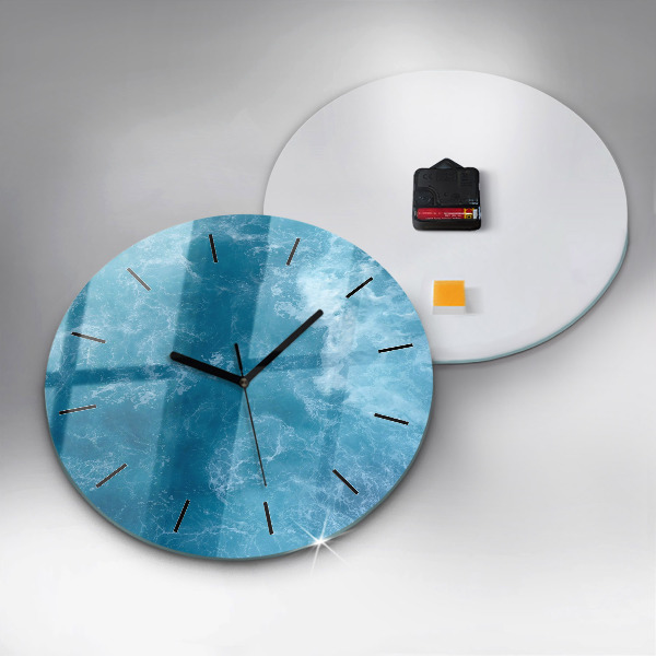 Round glass clock Sea water