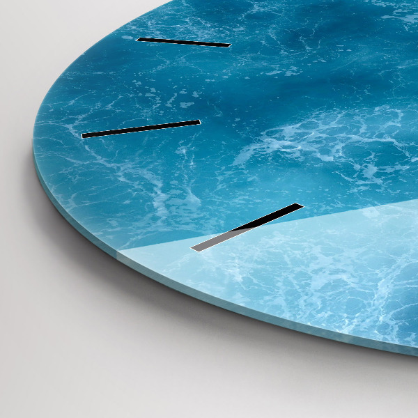 Round glass clock Sea water