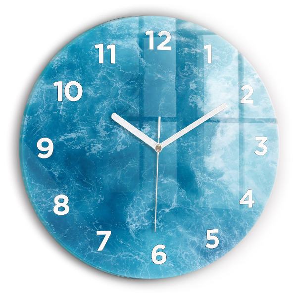 Round glass clock Sea water