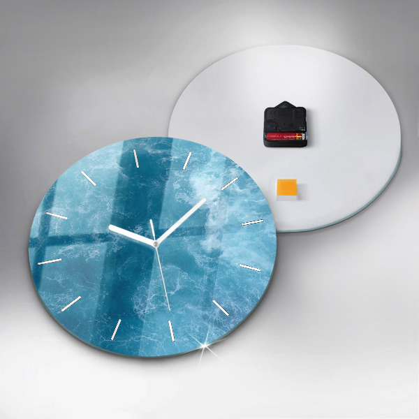 Round glass clock Sea water