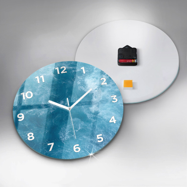 Round glass clock Sea water