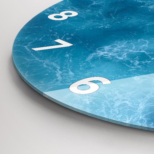 Round glass clock Sea water