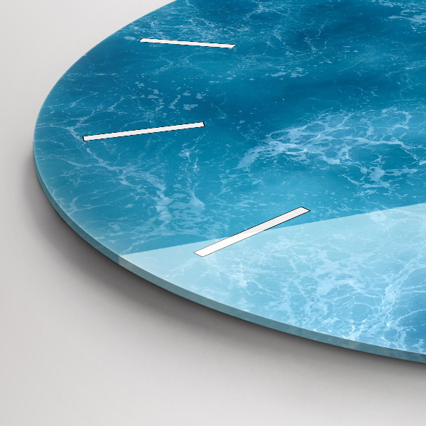 Round glass clock Sea water