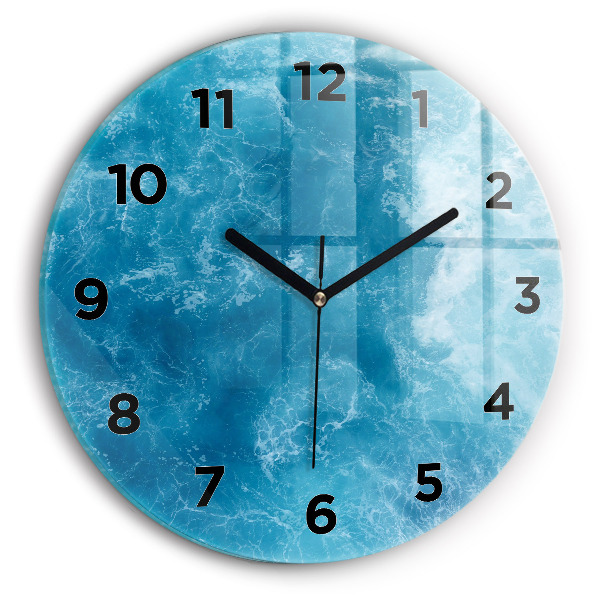 Round glass clock Sea water