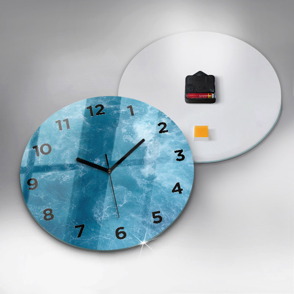 Round glass clock Sea water