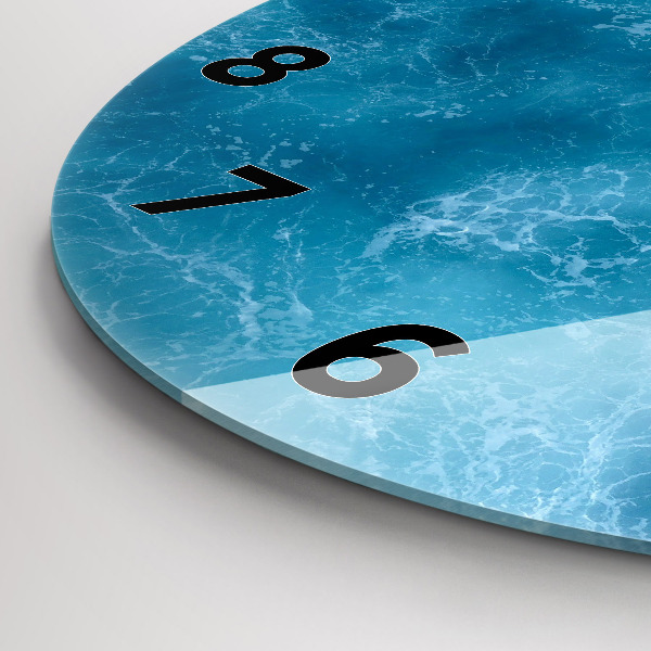 Round glass clock Sea water