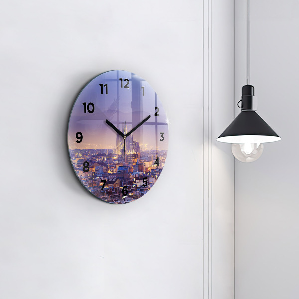 Round glass clock View of Barcelona