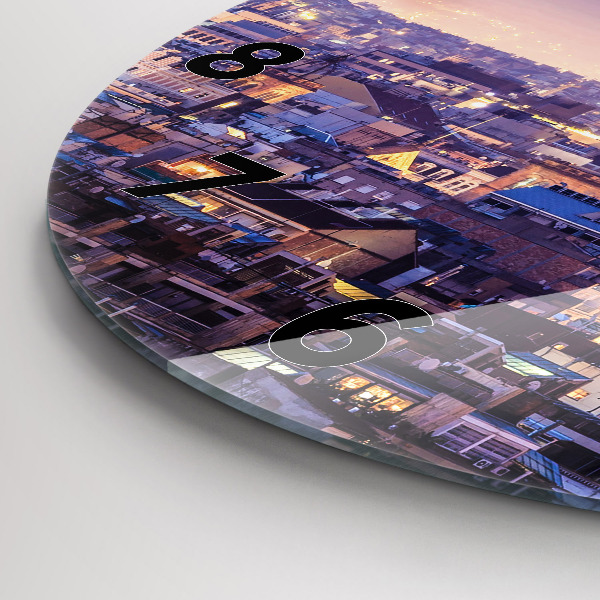 Round glass clock View of Barcelona