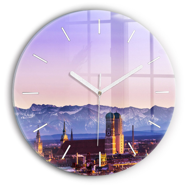 Round glass clock German Alps Munich