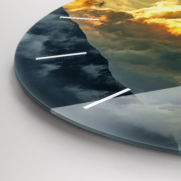 Round glass clock Balloon flight in the clouds
