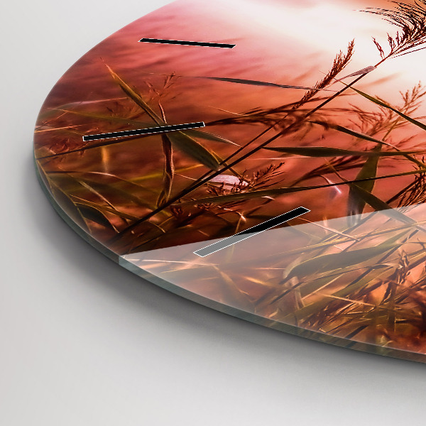 Round glass clock Foggy morning