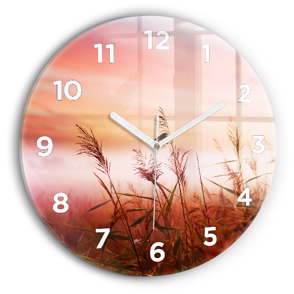 Round glass clock Foggy morning