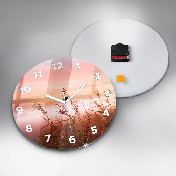 Round glass clock Foggy morning