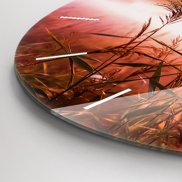 Round glass clock Foggy morning