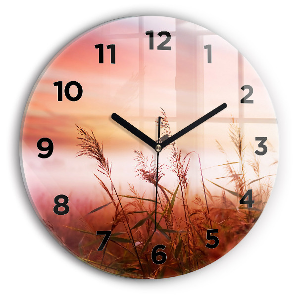 Round glass clock Foggy morning