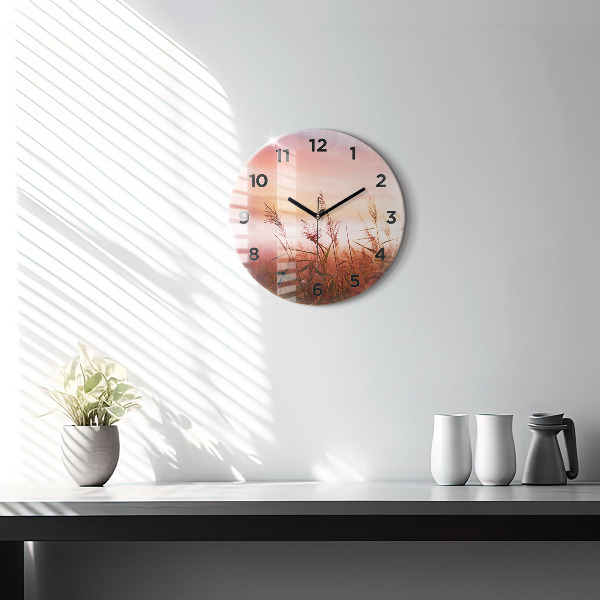 Round glass clock Foggy morning