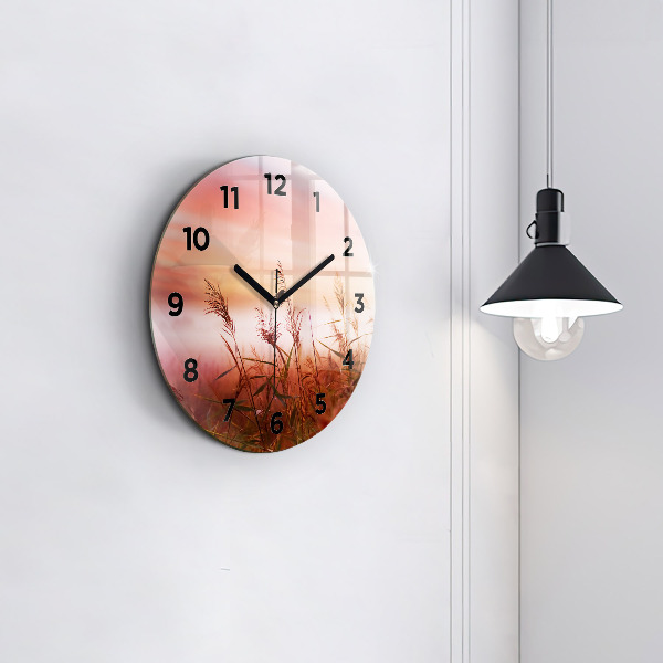 Round glass clock Foggy morning