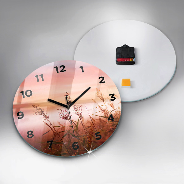 Round glass clock Foggy morning