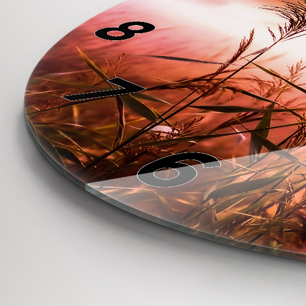 Round glass clock Foggy morning