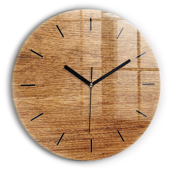 Round glass clock Light wood