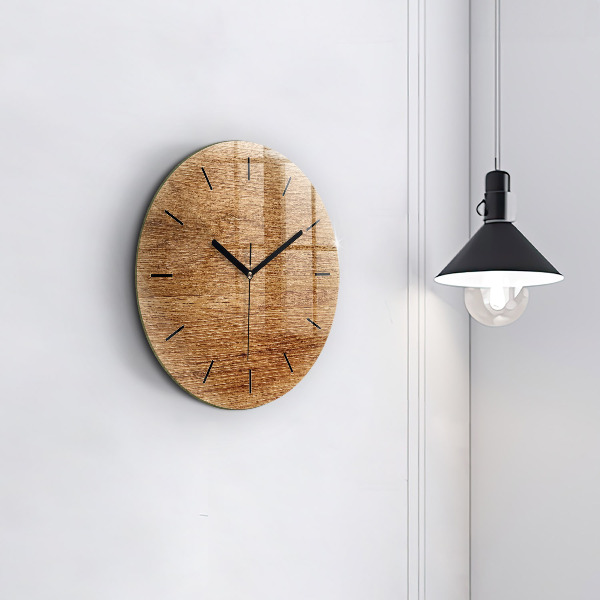Round glass clock Light wood