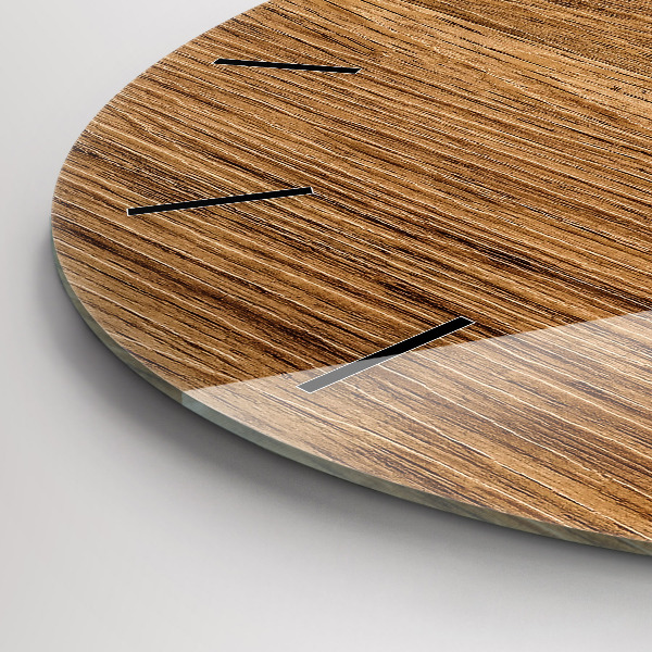 Round glass clock Light wood