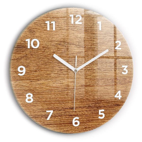 Round glass clock Light wood