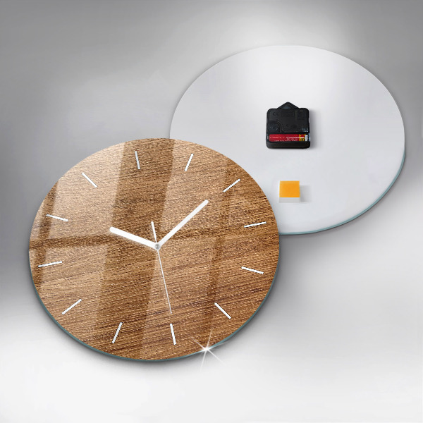 Round glass clock Light wood