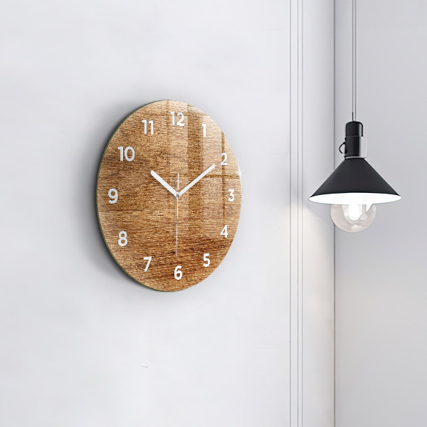 Round glass clock Light wood