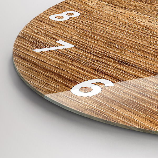 Round glass clock Light wood