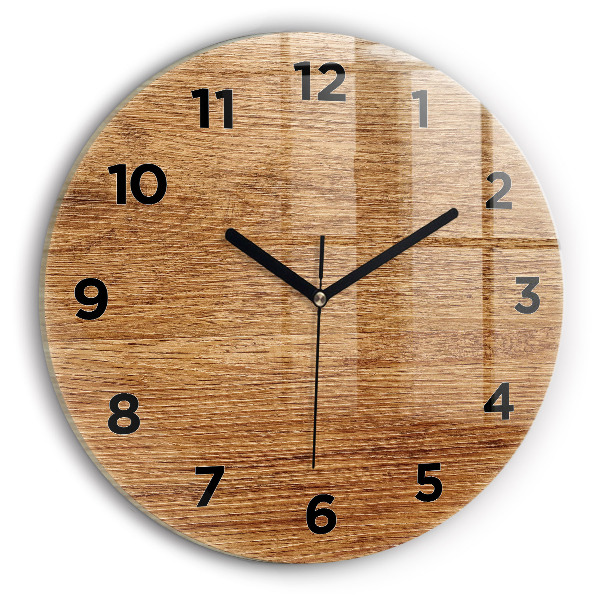 Round glass clock Light wood