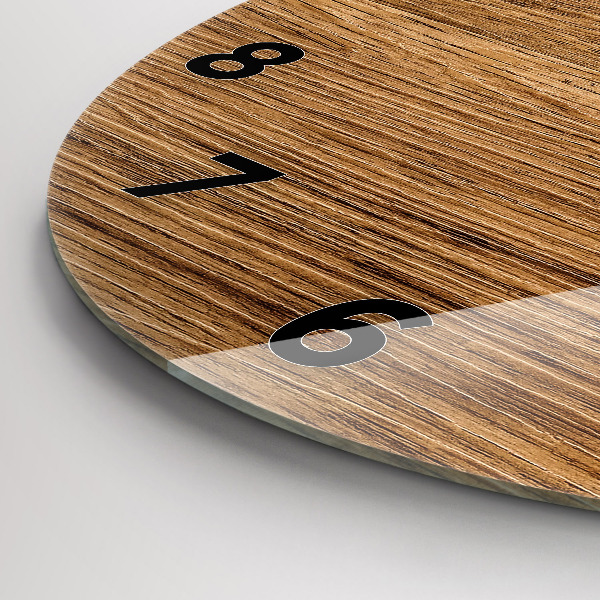 Round glass clock Light wood