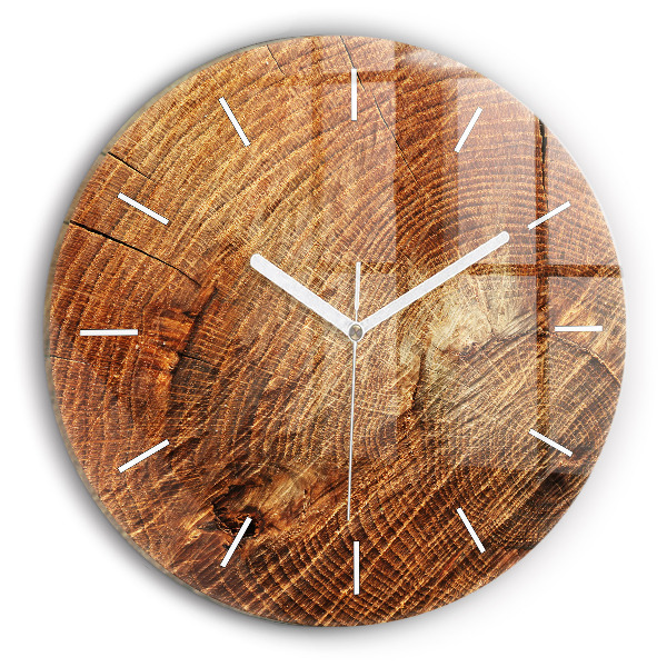 Round glass clock Old tree stump