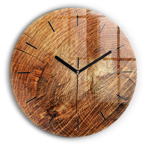 Round glass clock Old tree stump