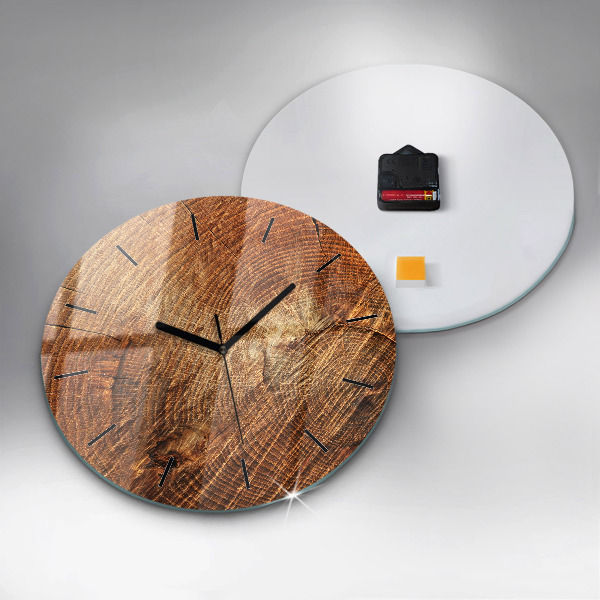 Round glass clock Old tree stump