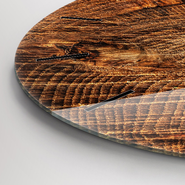 Round glass clock Old tree stump