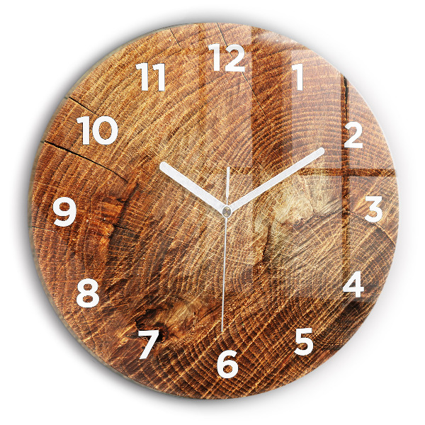 Round glass clock Old tree stump