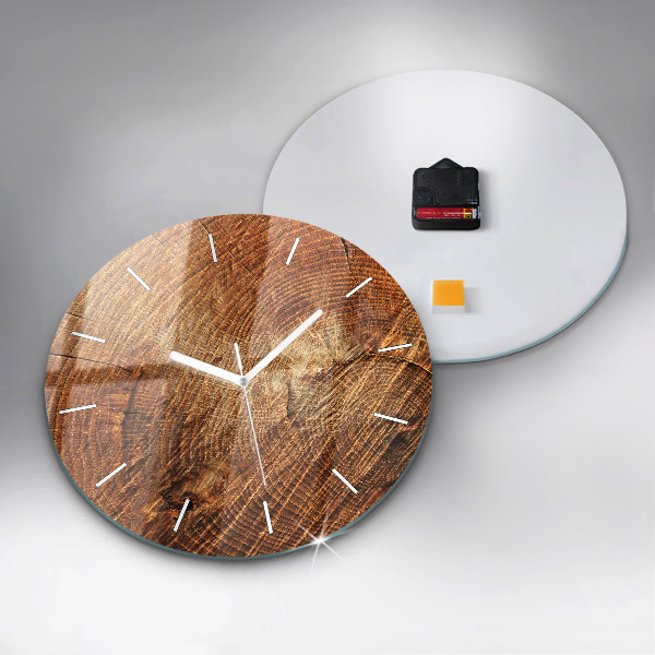 Round glass clock Old tree stump
