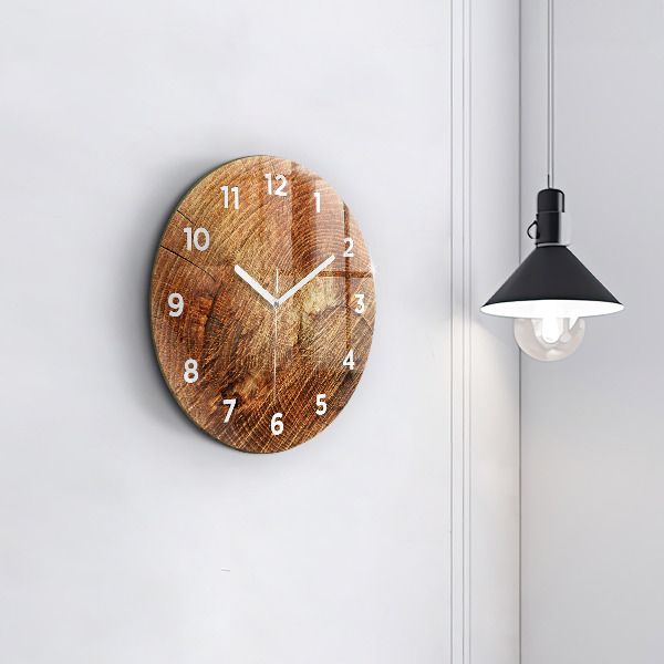 Round glass clock Old tree stump