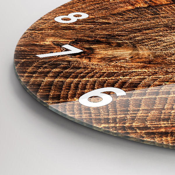 Round glass clock Old tree stump