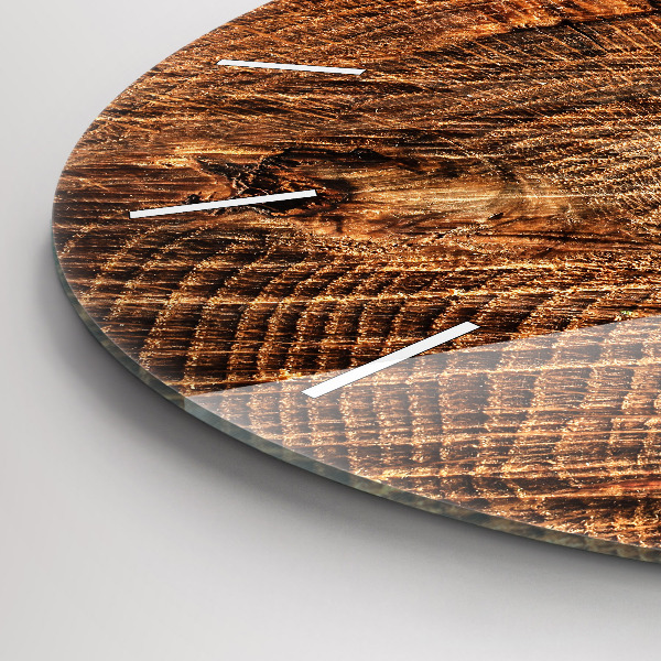 Round glass clock Old tree stump