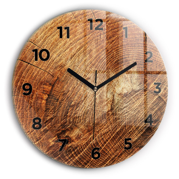 Round glass clock Old tree stump