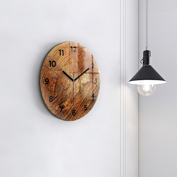 Round glass clock Old tree stump