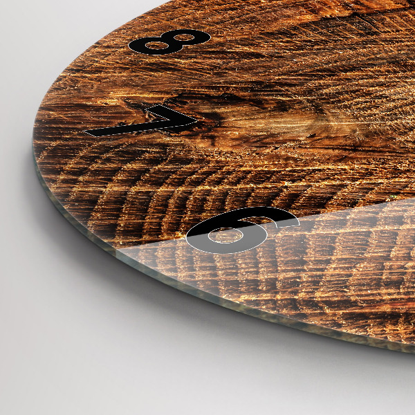 Round glass clock Old tree stump